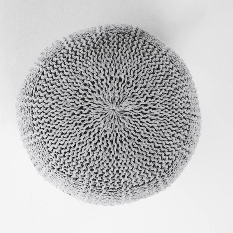 Charming Knitted Cotton Pouf for Stylish Home Decor and Comfort