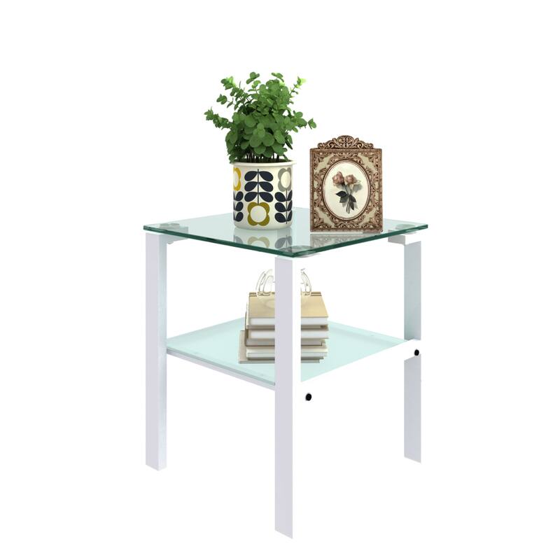 Glass 2 Layer Small Round Tea Table, Side Table