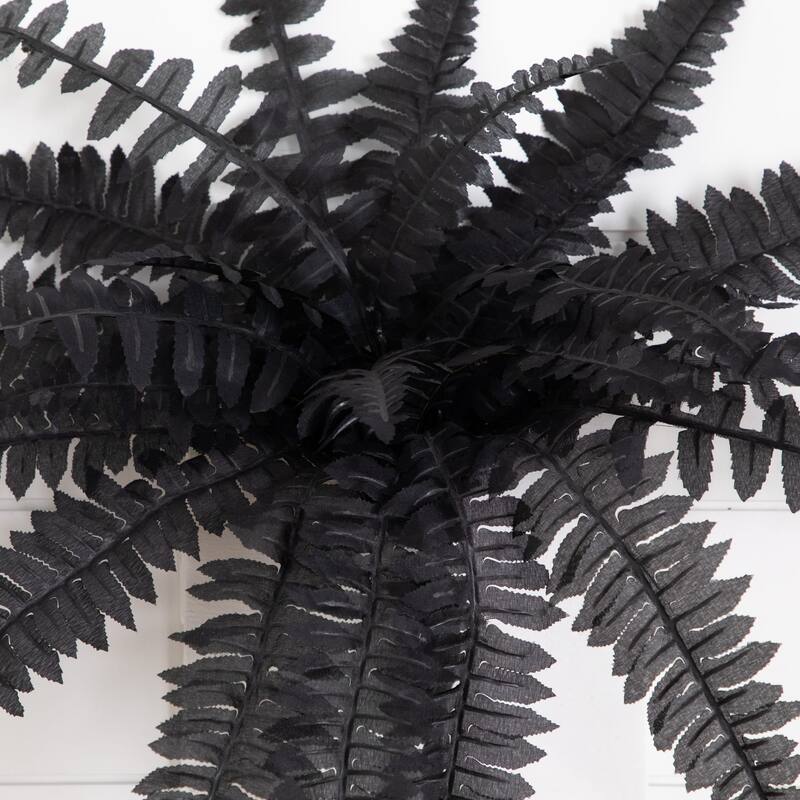 Boston Fern Halloween Artificial Plants - 21" - Black - Set of 6