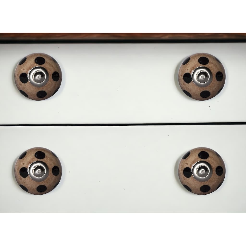 HomeRoots Set of Eight Brown And Black Ceramic And Metal Drawer Pull Knobs - 1.5' X '1.5' X '1.5