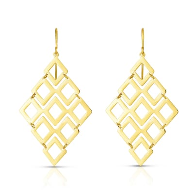 Curata 14k Yellow Gold 45x25mm Polished Kite Shape Chandelier Hook Earrings