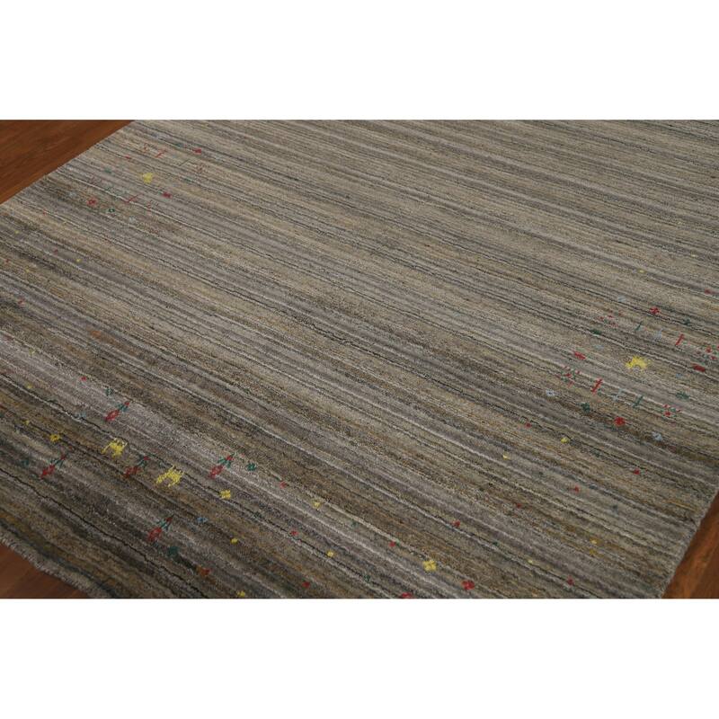 Hand Knotted Oriental 100% Wool Carpet Tribal Tribal Green Gabbeh Area Rug - 8' 2'' X 5' 3''