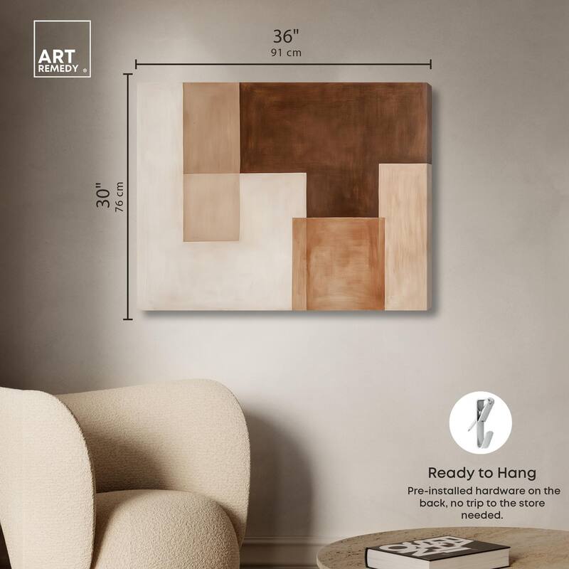 Cream and Brown Panels II Canvas by Art Remedy, Gallery Wrapped