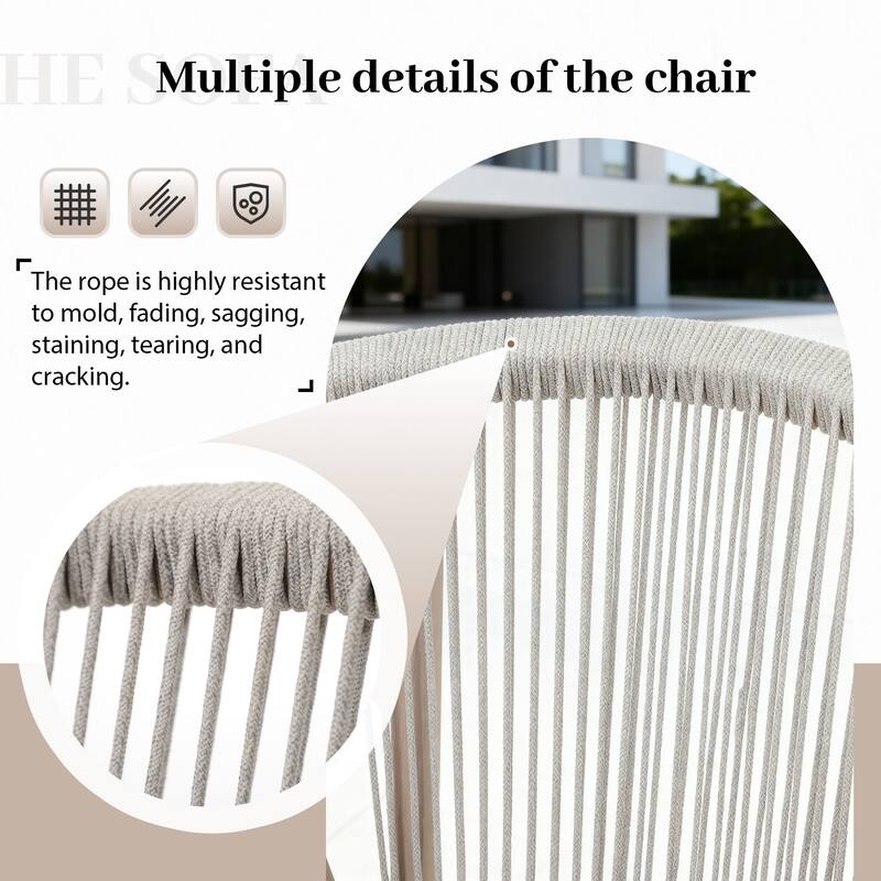 Outdoor Acacia Wood Bar Stools with Rope Back, Set of 2