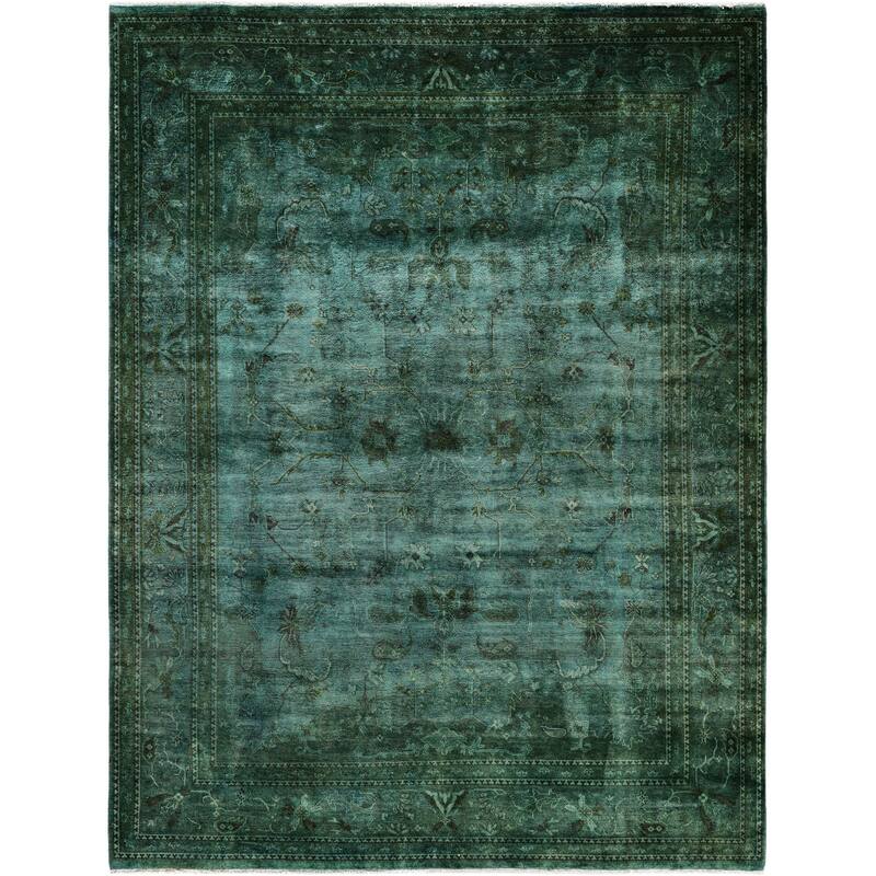 Overdyed One-of-a-Kind Hand-Knotted Area Rug - Green - 8' 1" x 10' 4"