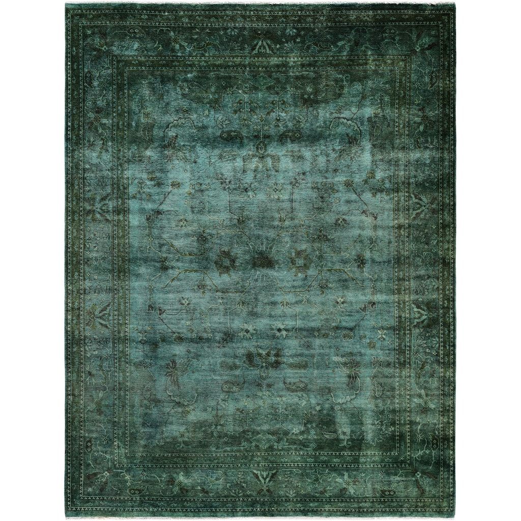 Overdyed One-of-a-Kind Hand-Knotted Area Rug - Green - 8' 1" x 10' 4"