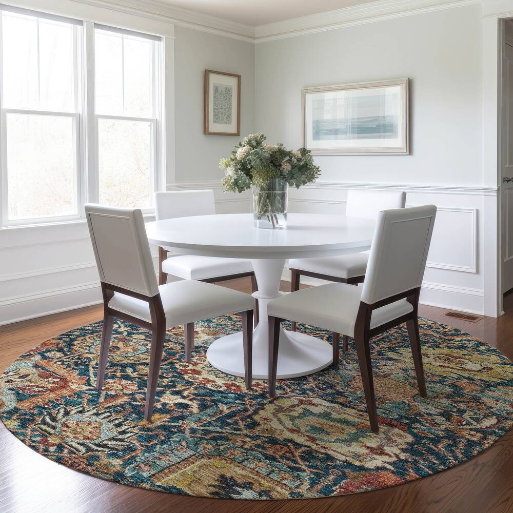 Machine Washable Indoor/ Outdoor Traditional Persian Chantille Rug