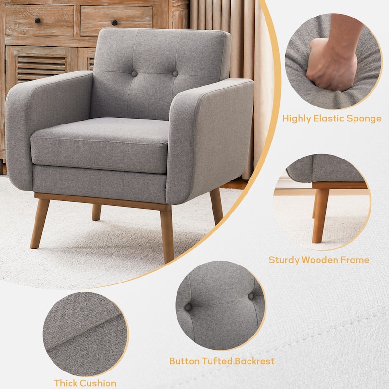 Tufted-Fabric-Upholstered-Accent Chair
