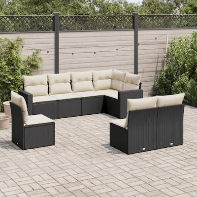 vidaXL Garden Sofa Set Black, Cream White - 24.4 x 25.8 x 27.2