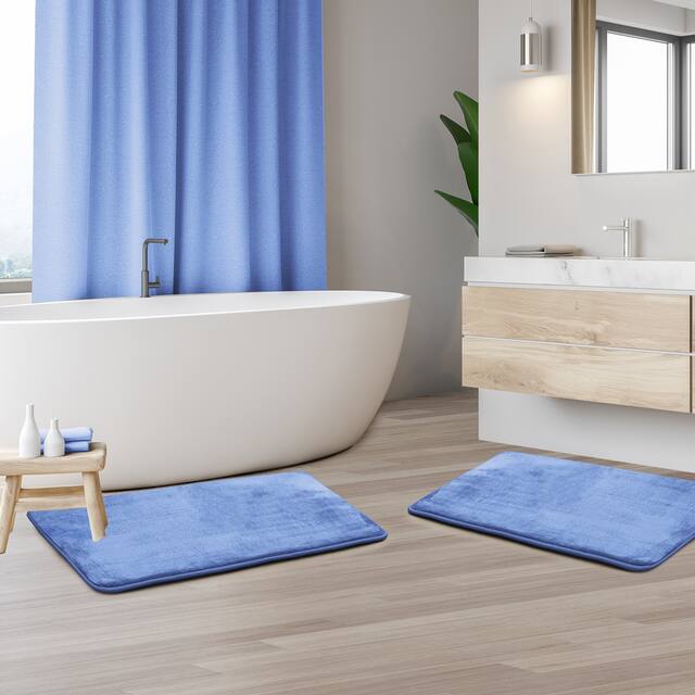 Clara Clark Ultra Soft Plush Bathroom Rug - Non-Slip, Velvet, Memory Foam Bath Mat - Set of 2