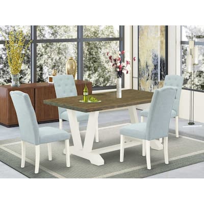 HomeStock 5-Piece Natural Oak Finish Solid Wood Top Dining table with 4 Chairs