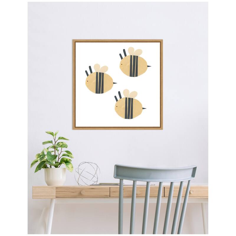 Kate and Laurel Buzzing Bees by Alicia Abla Framed Canvas Wall Art Print
