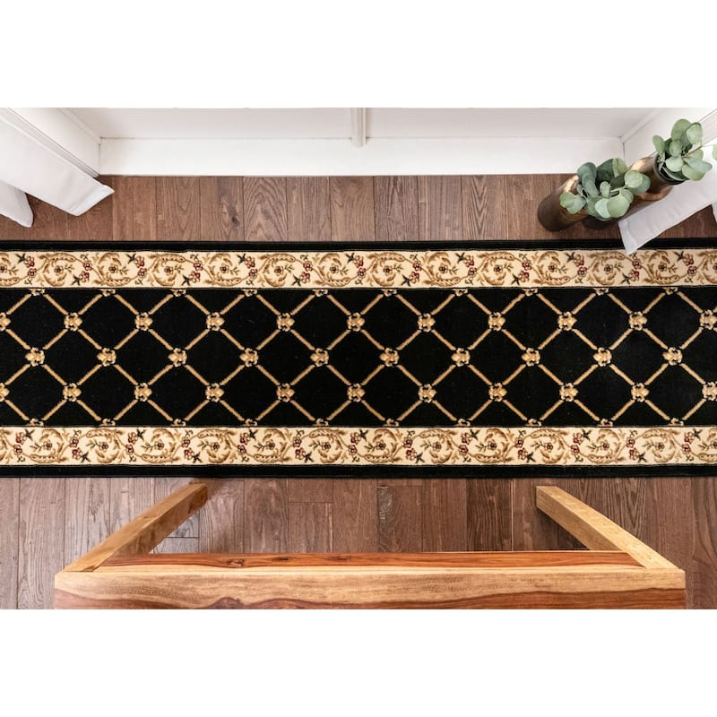 Custom Size Runner Timeless Fleur De Lis Traditional Stair Rug