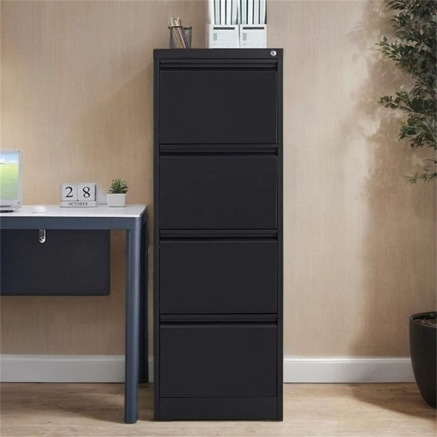 4 Drawer Vertical File Cabinet with Lock, Metal Filing Cabinet