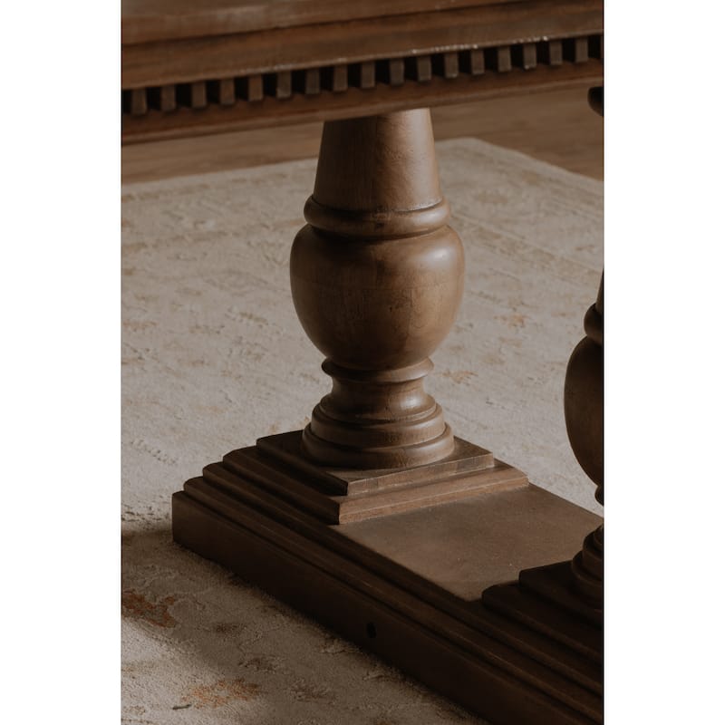 NADAAL STUDIOS Alrican Dining Table for 8, Rectangular Mango Wood Top, Traditional Leg Design, Brown