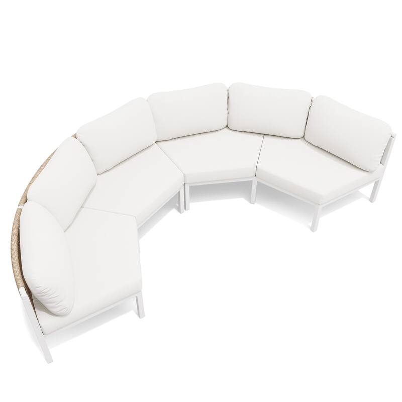 Curved Outdoor Sofa Rattan Sectional Sofa Patio Furniture Set Outdoor Conversation Sets