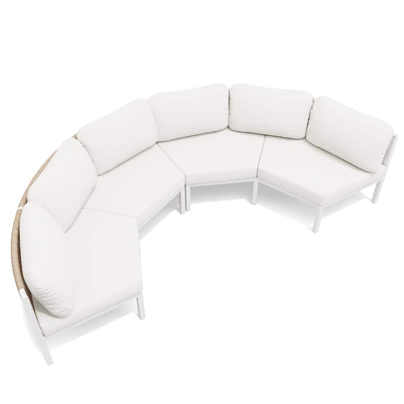 Outdoor Half Moon Curved Sofa Rattan Sectional Sofa Patio Outdoor Conversation Sets