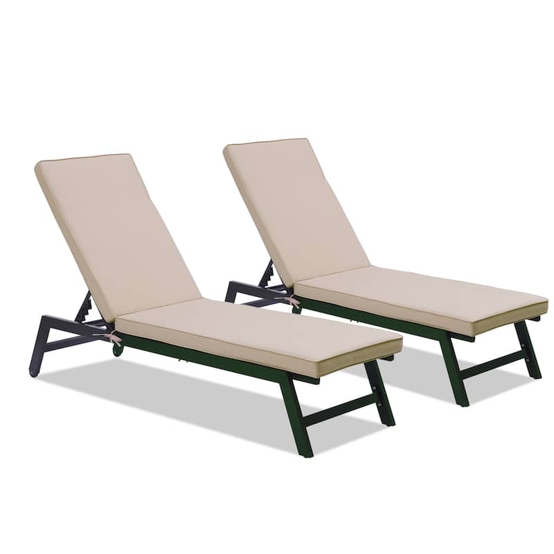 GDFStudio Bula Outdoor Chaise Lounge Cushion with Removable Cover (Set of 2)-ONLY CUSHION - 74.41" x 22.05"