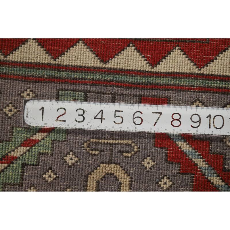 Hand Knotted Oriental 100% Wool Carpet Traditional Geometric Greys & Charcoal Kazak Area Rug - 10' 4'' X 8' 2''