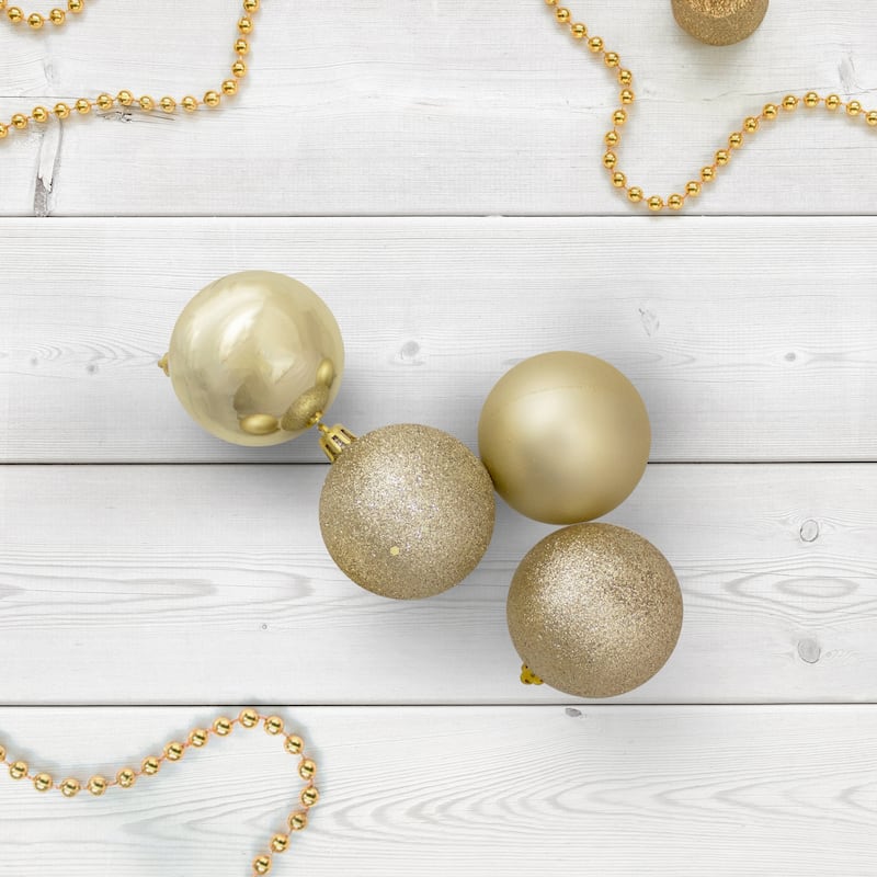 60ct Shatterproof 4-Finish Christmas Ball Ornaments 2.5 inches 60mm.