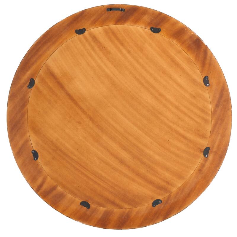 SAFAVIEH Home Aria 29.2-inch Round Antique Ivory/Natural Brown Resin/Mango Wood/MDF Mirror