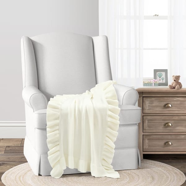 slide 2 of 10, Lush Decor Reyna Soft Knitted Ruffle Baby/Toddler All-Season Blanket - 40" x 30" Ivory