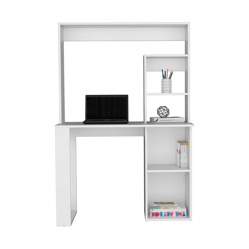 Freestanding Computer Desk with Integrated Hutch, Storage Shelves, and Spacious Work Surface for Organized Living