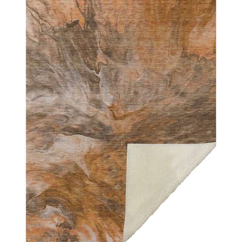 Premium Machine Washable Abstract Watercolor Sherpa Throw Blanket