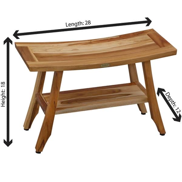 EcoDecors Satori Natural Teak Wood Shower & Bathroom Bench with Storage