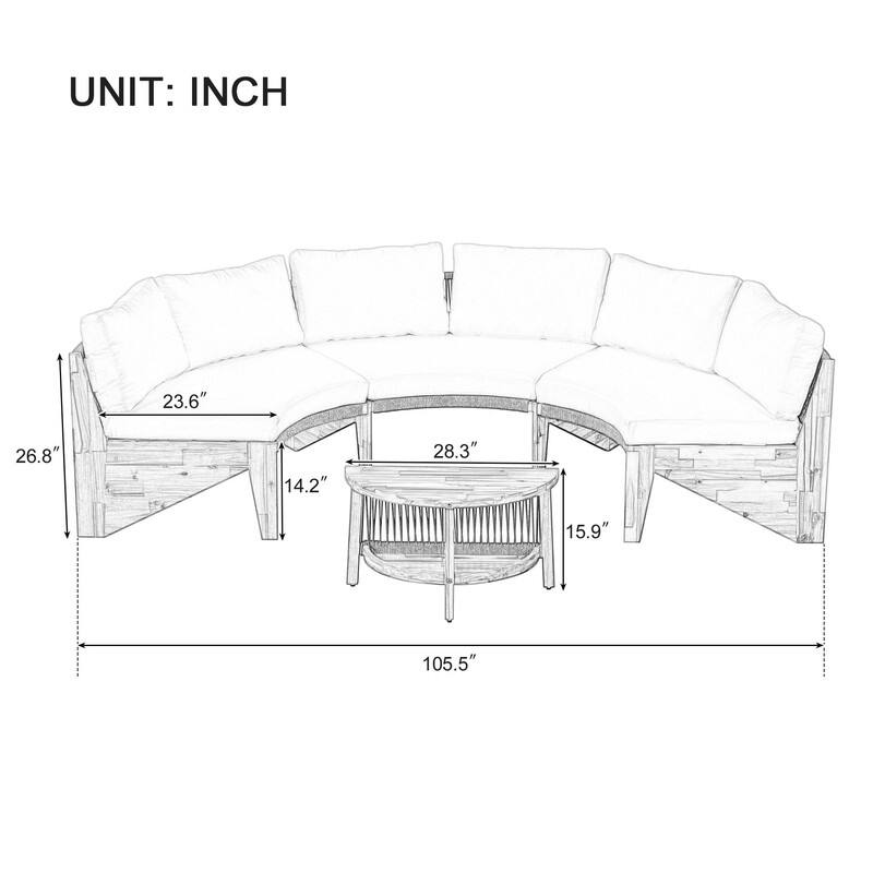 6-Person Outdoor Seating Group with Cushions and Coffee Table for Patios and Gathering Spaces
