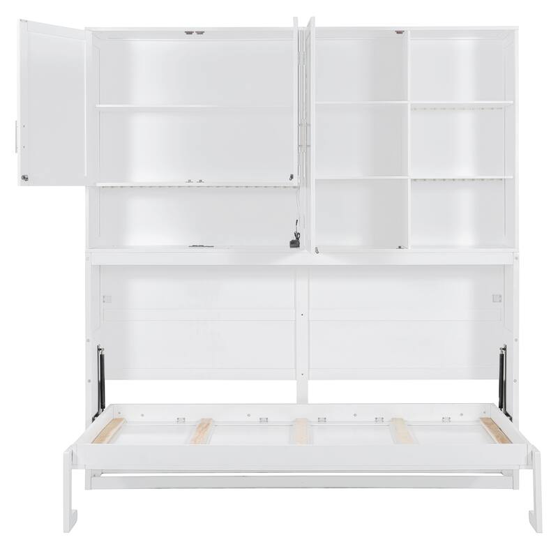 Twin Size Murphy Bed with Storage - Multi-Functional Fold-Up Design, Industrial-Grade MDF/Plywood Construction