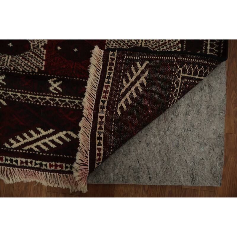 Hand Knotted Oriental 100% Wool Carpet Traditional All-Over Red Turkoman Area Rug - 12' 1'' X 7' 0''