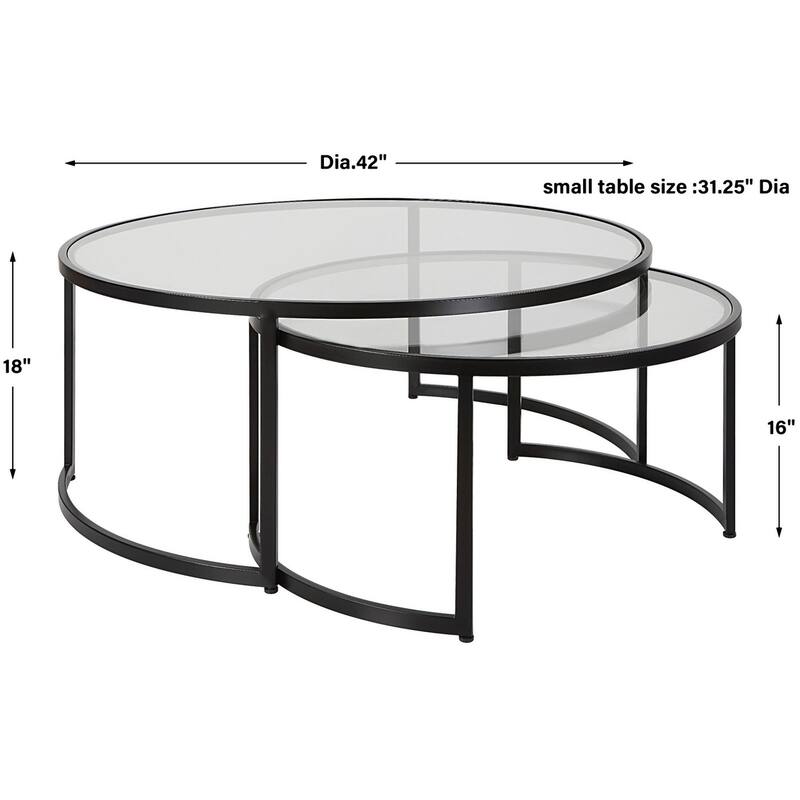 Uttermost 25190 Rhea 42" Diameter Iron and Tempered Glass Nesting