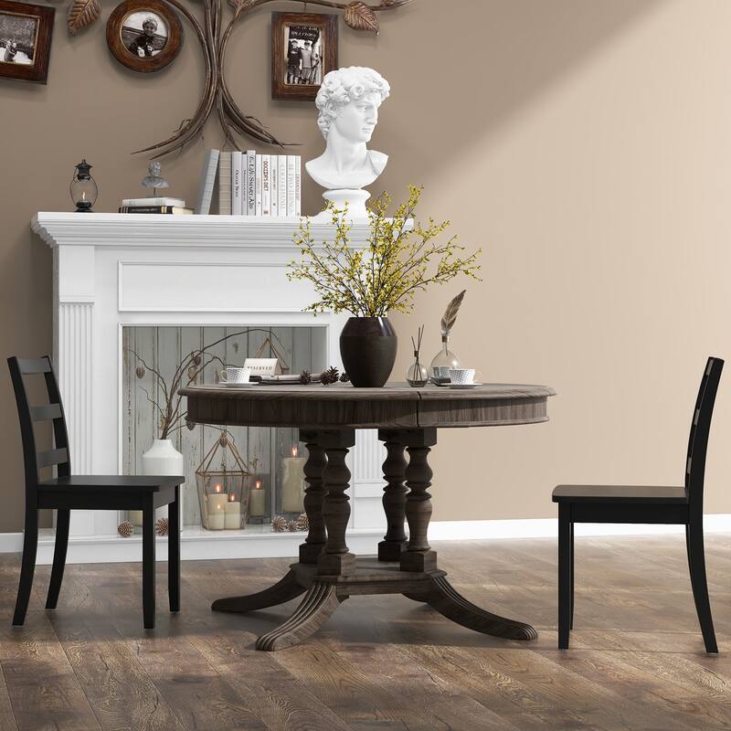 Set of 2 Wood Dining Chairs with Solid Rubber Wood Legs - 16" x 16" x 33.5"