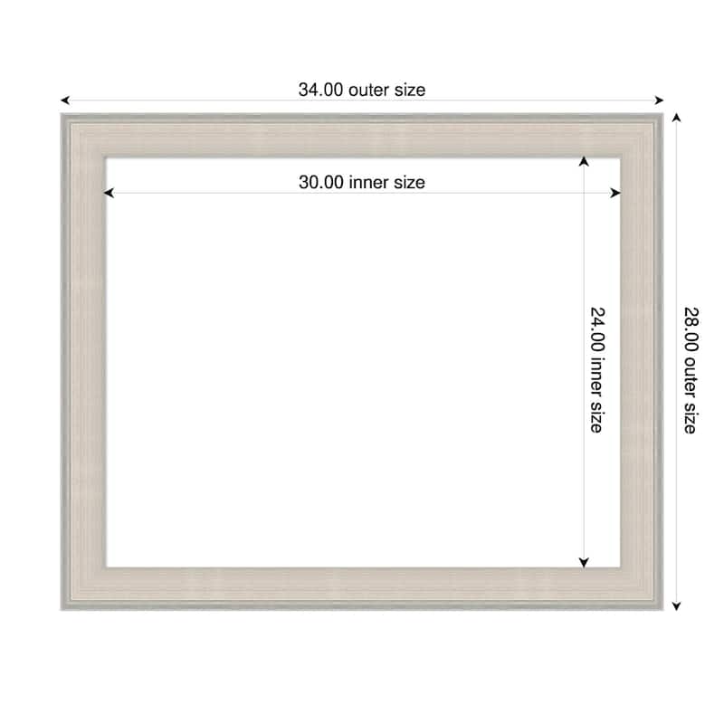 Amanti Art Cottage White Silver Framed Dry Erase Magnetic Board - 34 x 28 in