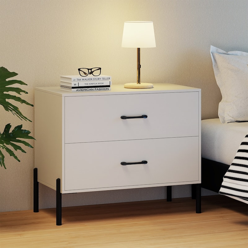 Gymax 2-Drawer Dresser w/Metal Legs & Handles Drawers & Anti-Tipping