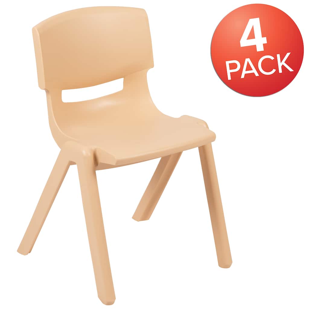 4 Pack Plastic Stackable K-2 School Chair with 13.25"H Seat - 15.75"D x 14.5"W x 23.25"H