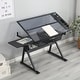 Modern Adjustable Tempered Glass Drafting Table, Drawing Desk with ...