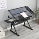 preview thumbnail 2 of 5, Nestfair Black Adjustable Tempered Glass Drafting Printing Table with Chair