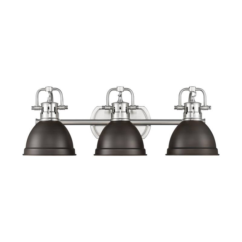 Yep by Golden Lighting Duncan 3-light Vanity in Pewter and Rubbed Bronze shade
