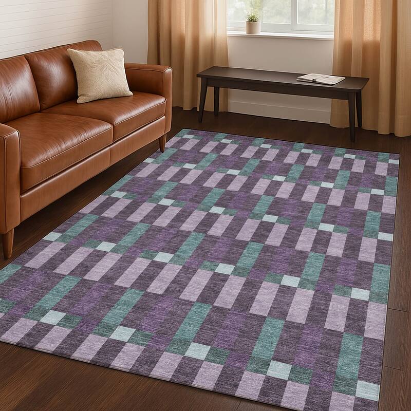 Machine Washable Indoor/ Outdoor Modern Chanute Chantille Rug