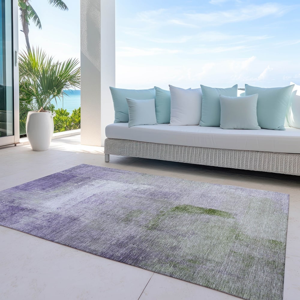 Machine Washable Indoor/ Outdoor Chantille Solid Ombre Rug