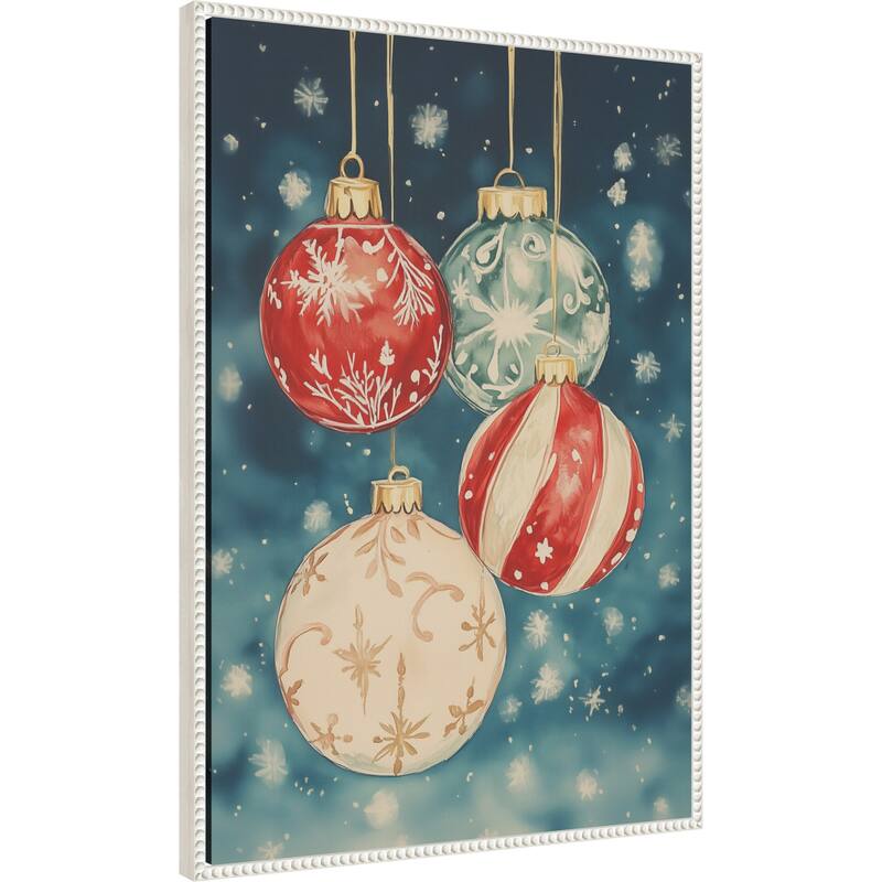 Christmas Ornaments III by Melloi Art Prints (23 x 33 in.), Framed Canvas Wall Art Print - Sylvie Beaded White
