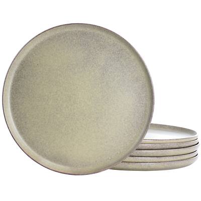 6 Piece 10.5 Inch Round Stoneware Dinner Plate Set in Toast