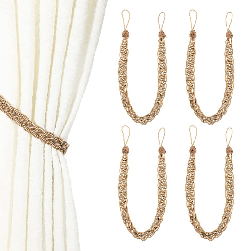 4 Pcs Curtain Tiebacks, Braided Drapery Holdback