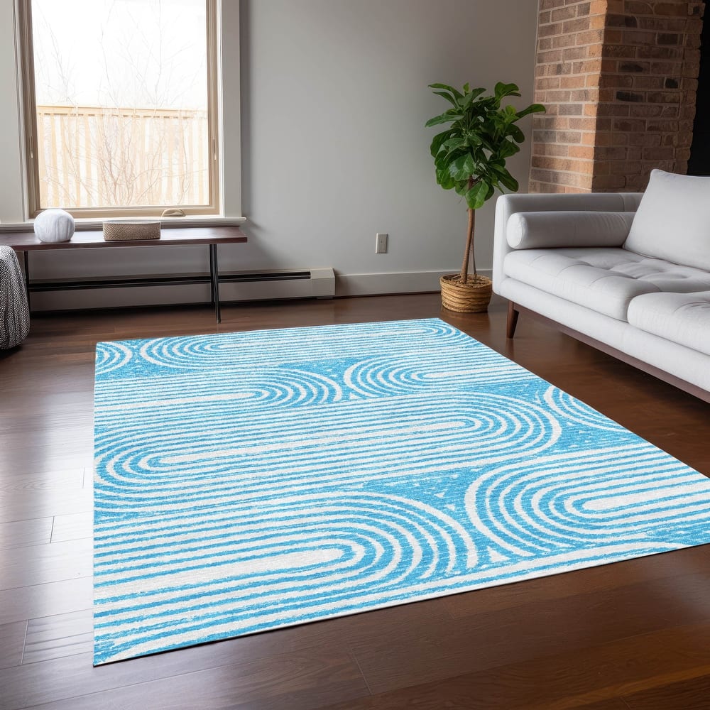 Machine Washable Indoor/ Outdoor Modern Vibes Chantille Rug