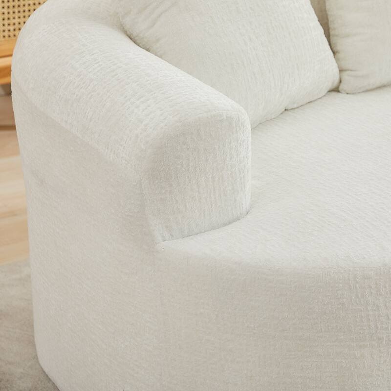 63.2" Modern Small Loveseat Sofa, Chenille Boneless Couch, Deep Seat Sofa with 3 Pillows