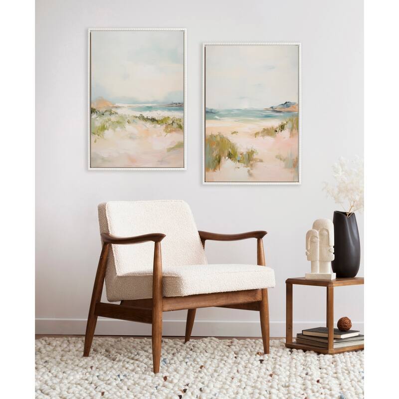 Kate and Laurel Sylvie Beaded Tranquil Landscape III and V Framed Canvas Art Set by Amy Lighthall