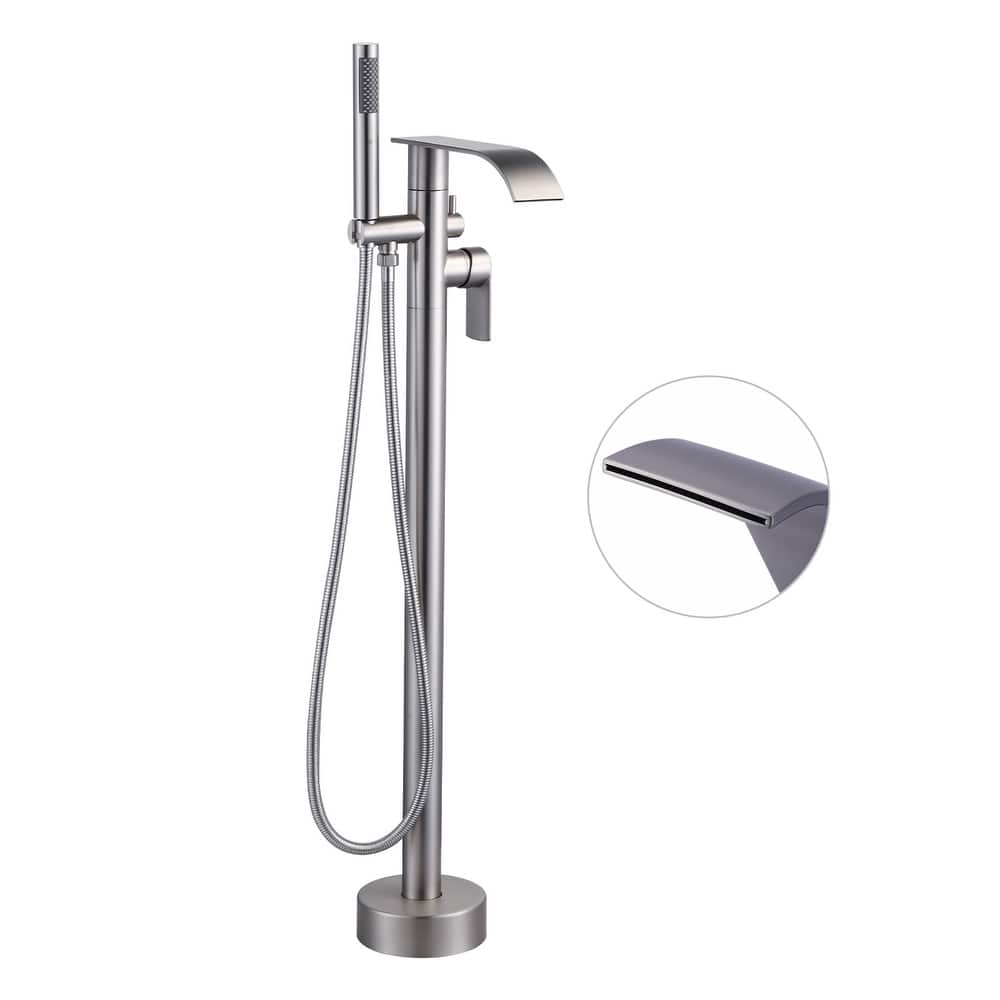 WOWOW Single-Handle Freestanding Waterfall Tub Faucet with Handshower