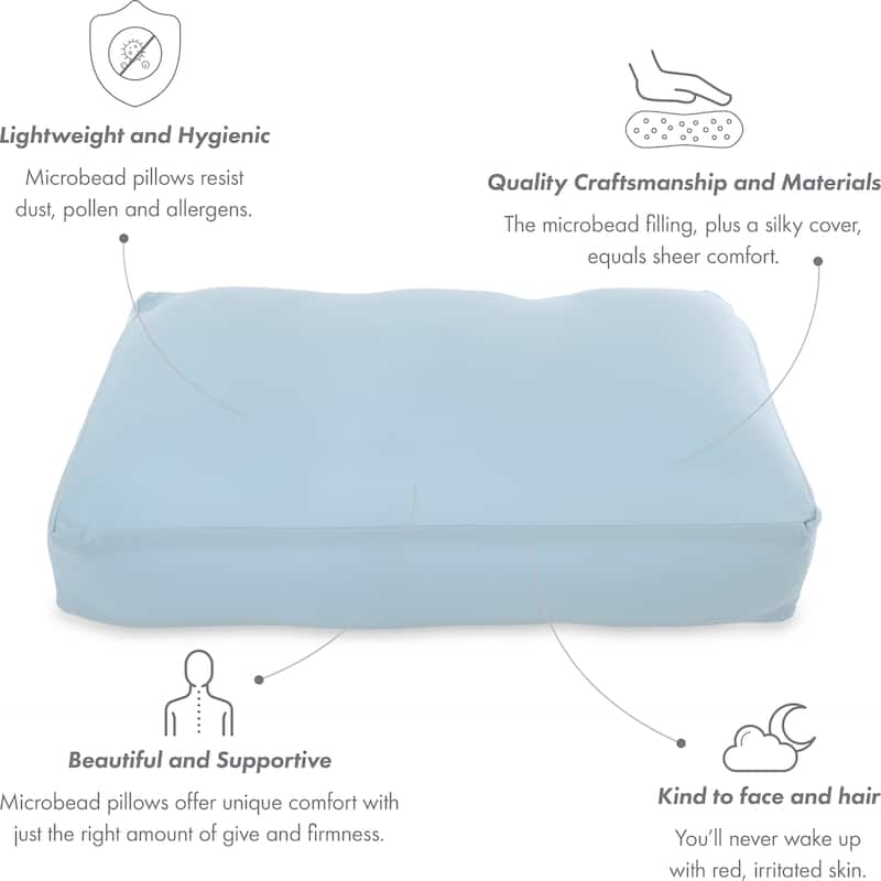 Premium Microbead Pillow, Anti-Aging, Silk like Cover, Sweet Baby Blue